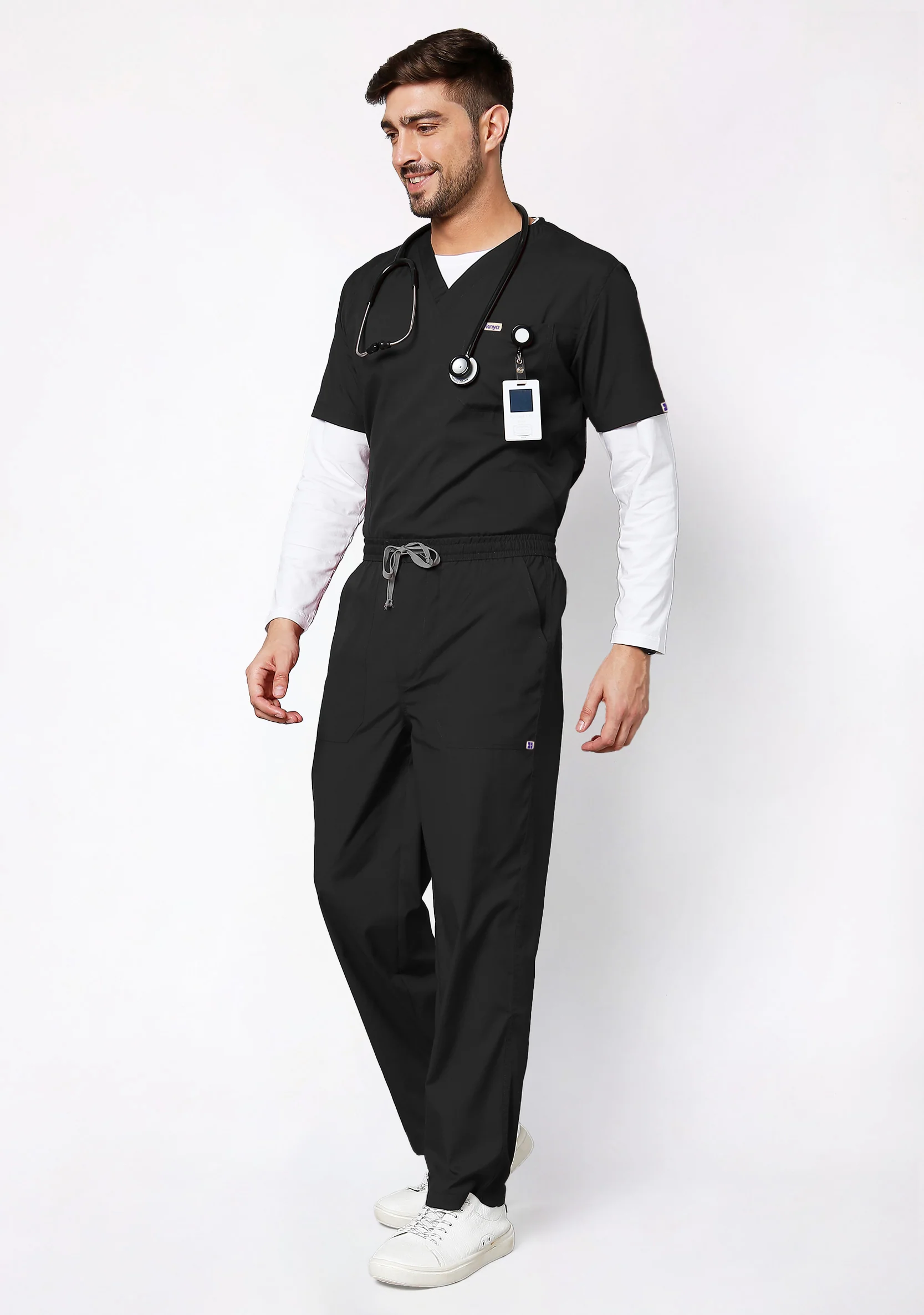 Classic Men's V-Neck (Black) Scrub - Image 4