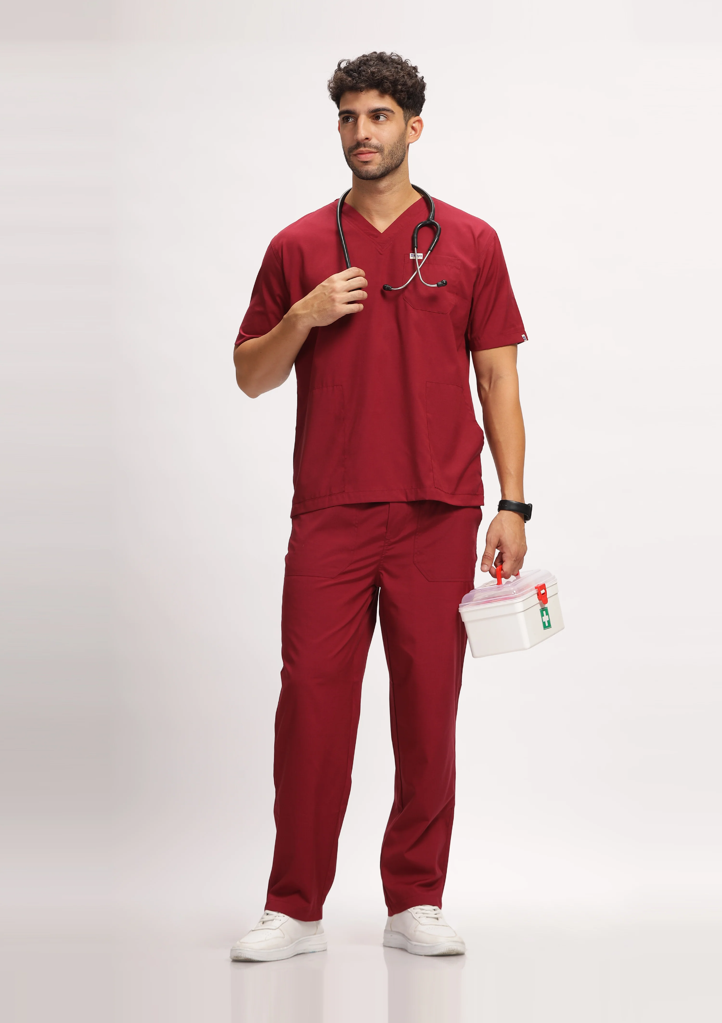 Classic Men's V-Neck (Maroon) Scrub - Image 7