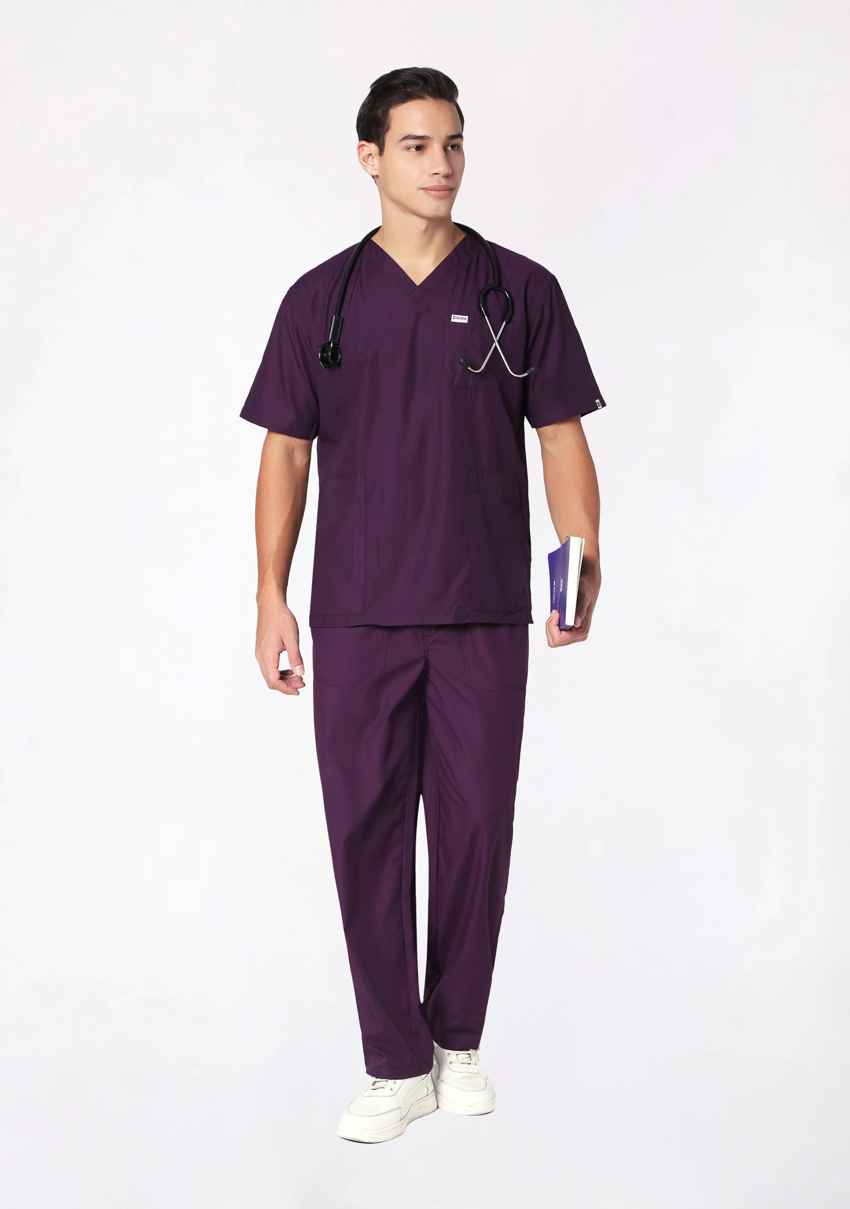 Classic Men's V-Neck (Wine) Scrub - Image 6