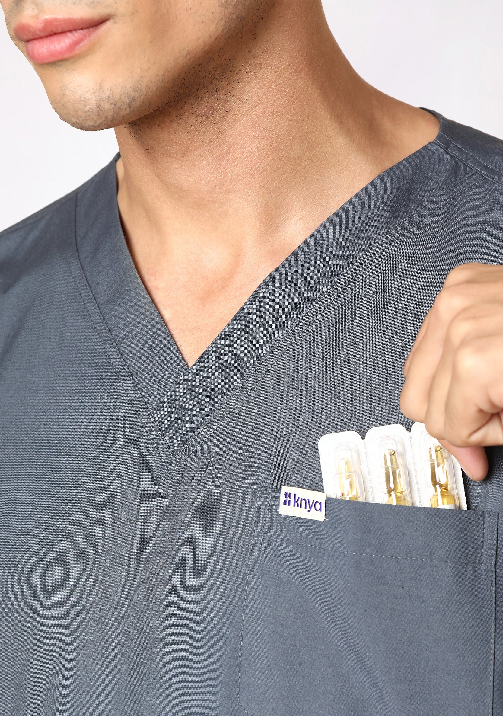 Classic Men's V-Neck (Heather grey) Scrub - Image 3