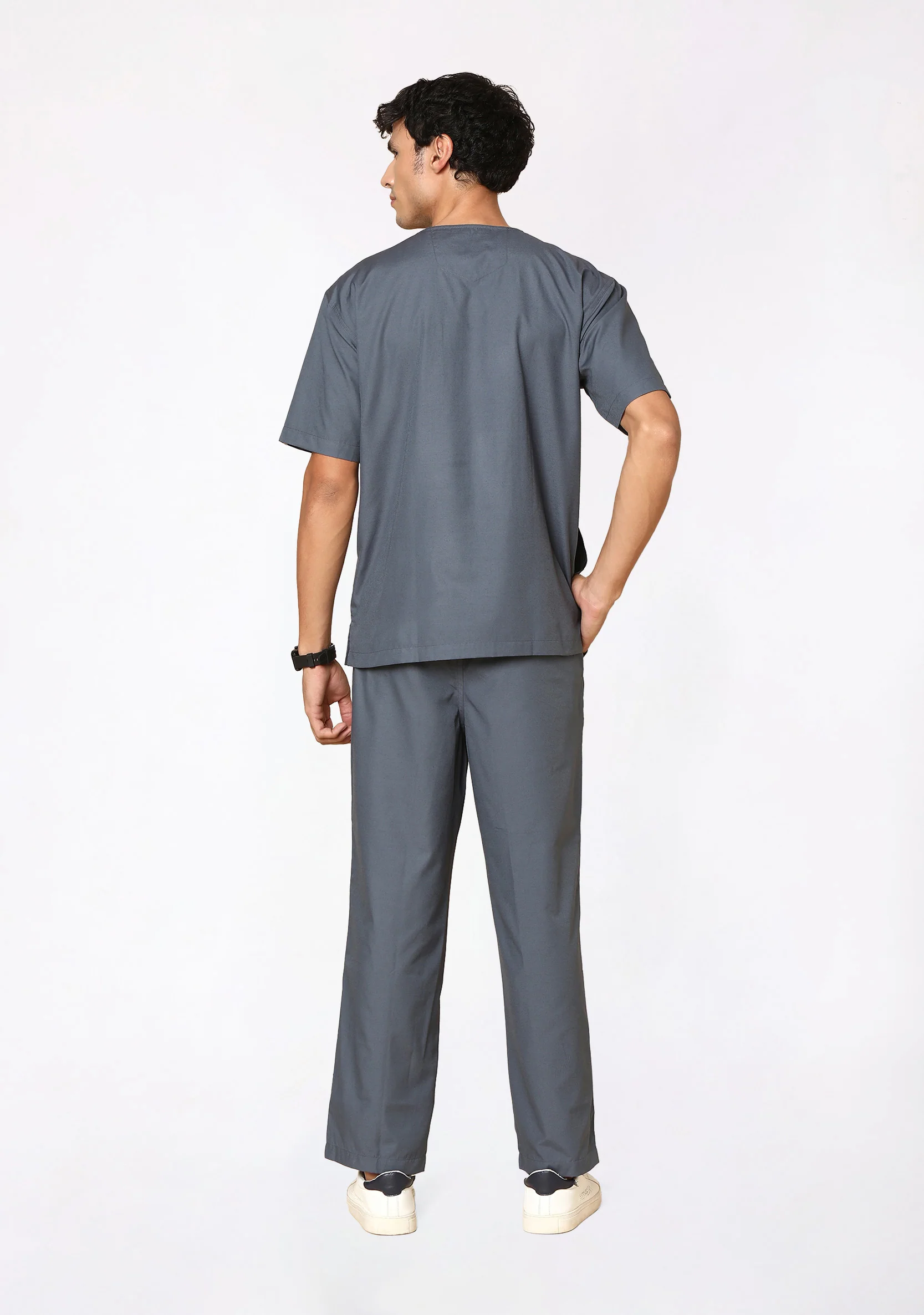 Classic Men's V-Neck (Heather grey) Scrub - Image 7