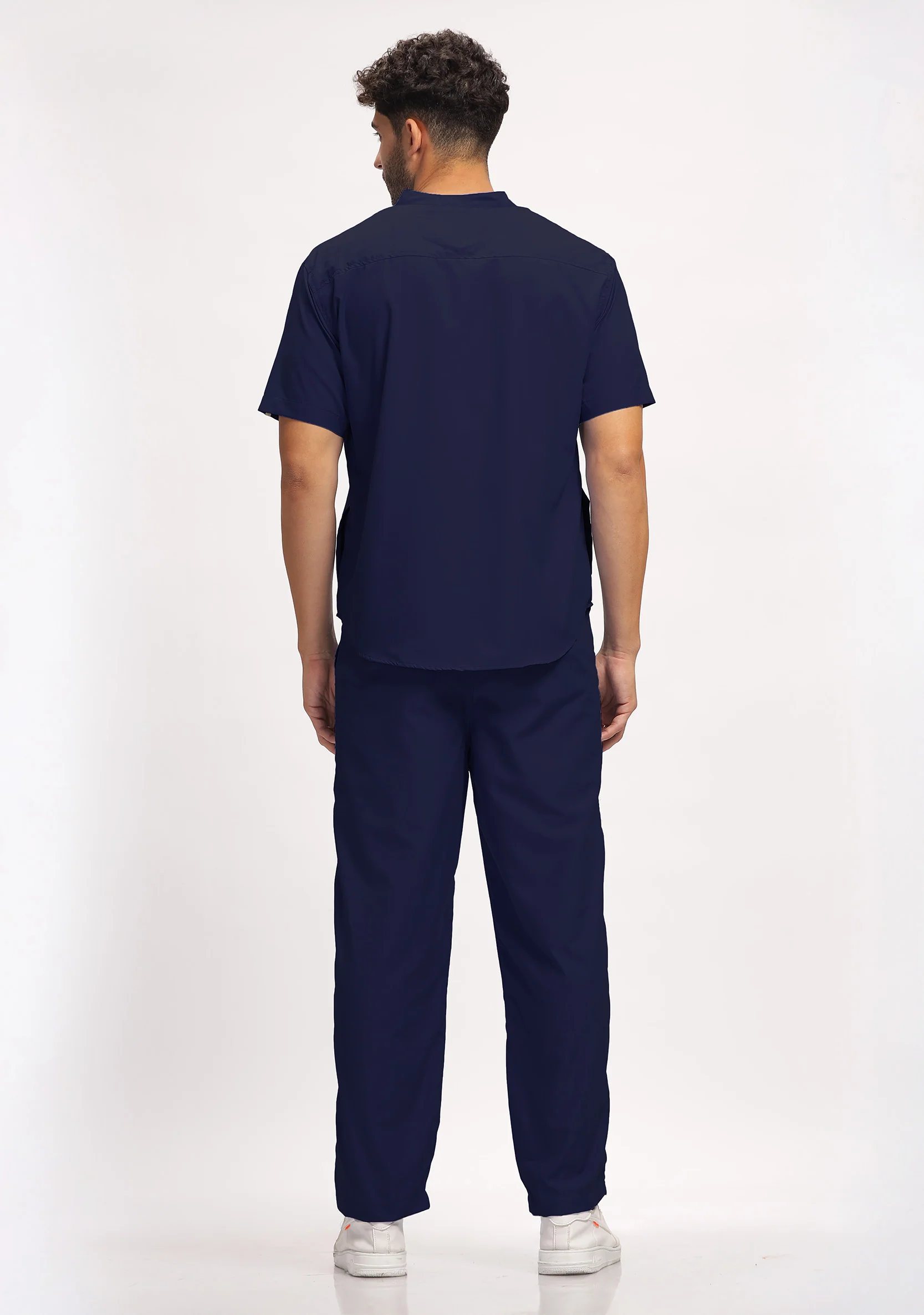 Classic Men's Mandarin Collar (Navy) Scrub - Image 6