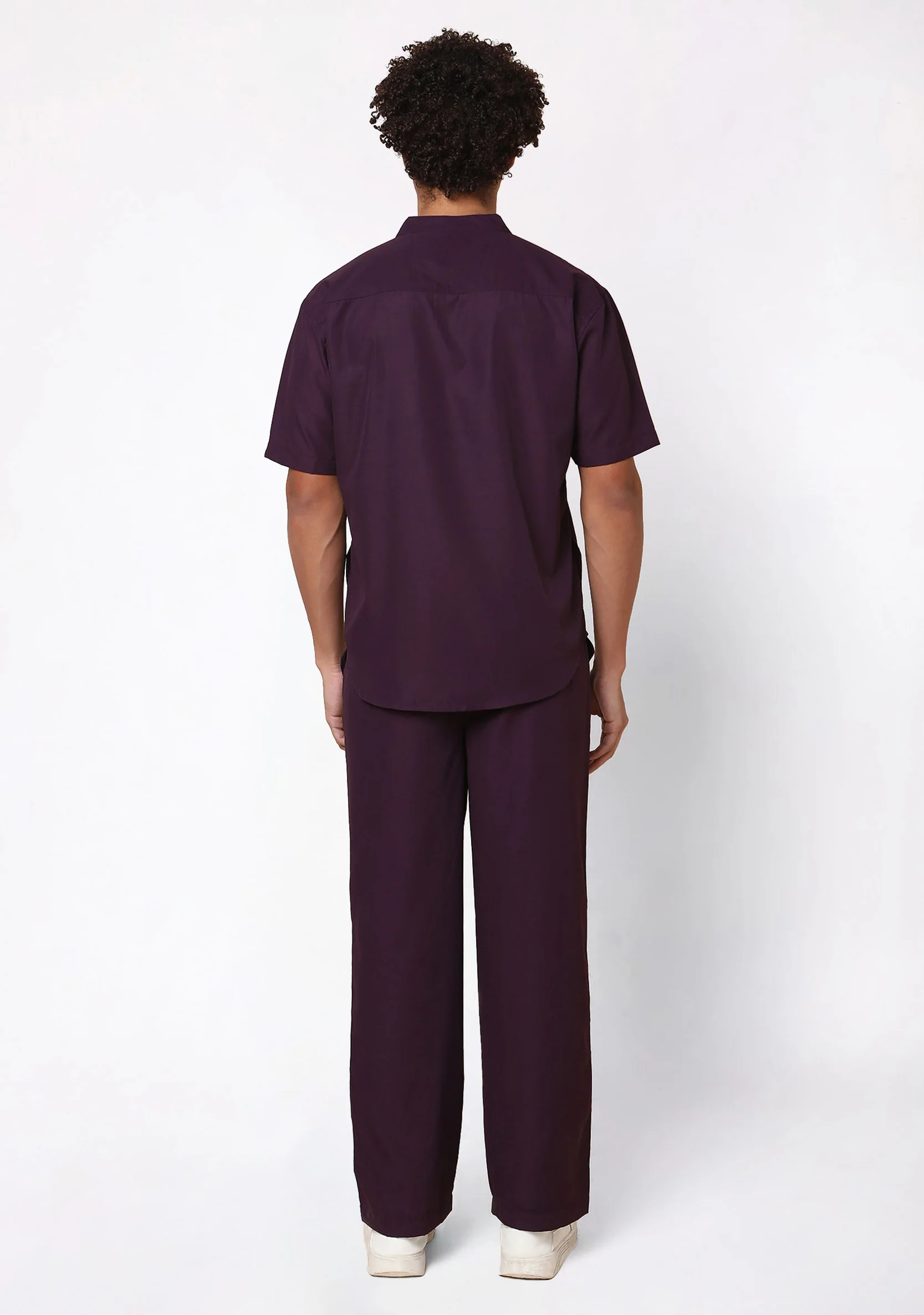 Classic Men's Mandarin Collar (Wine) Scrub - Image 6