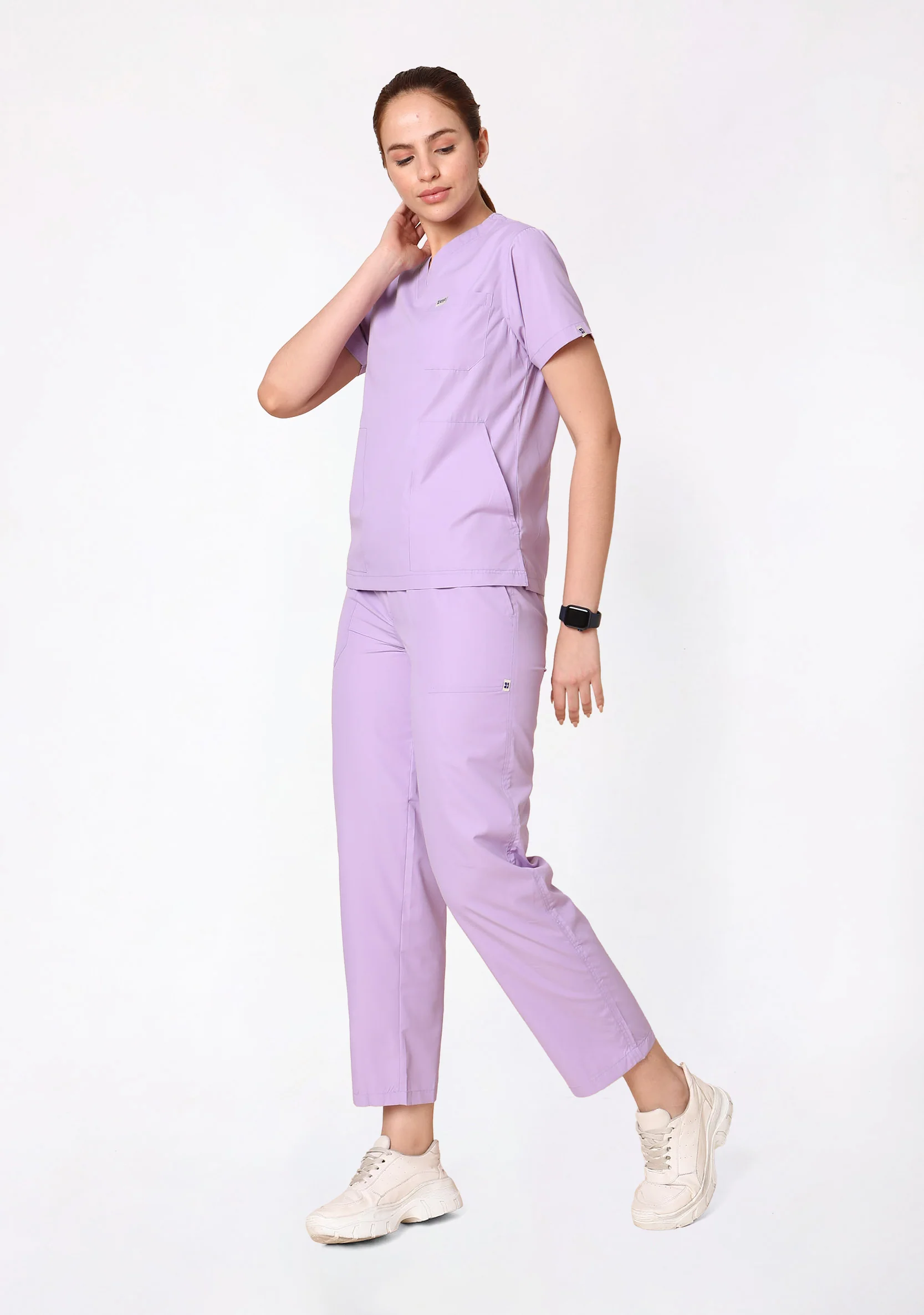 Classic Women's V-Neck (Pastel Lilac) Scrub - Image 7