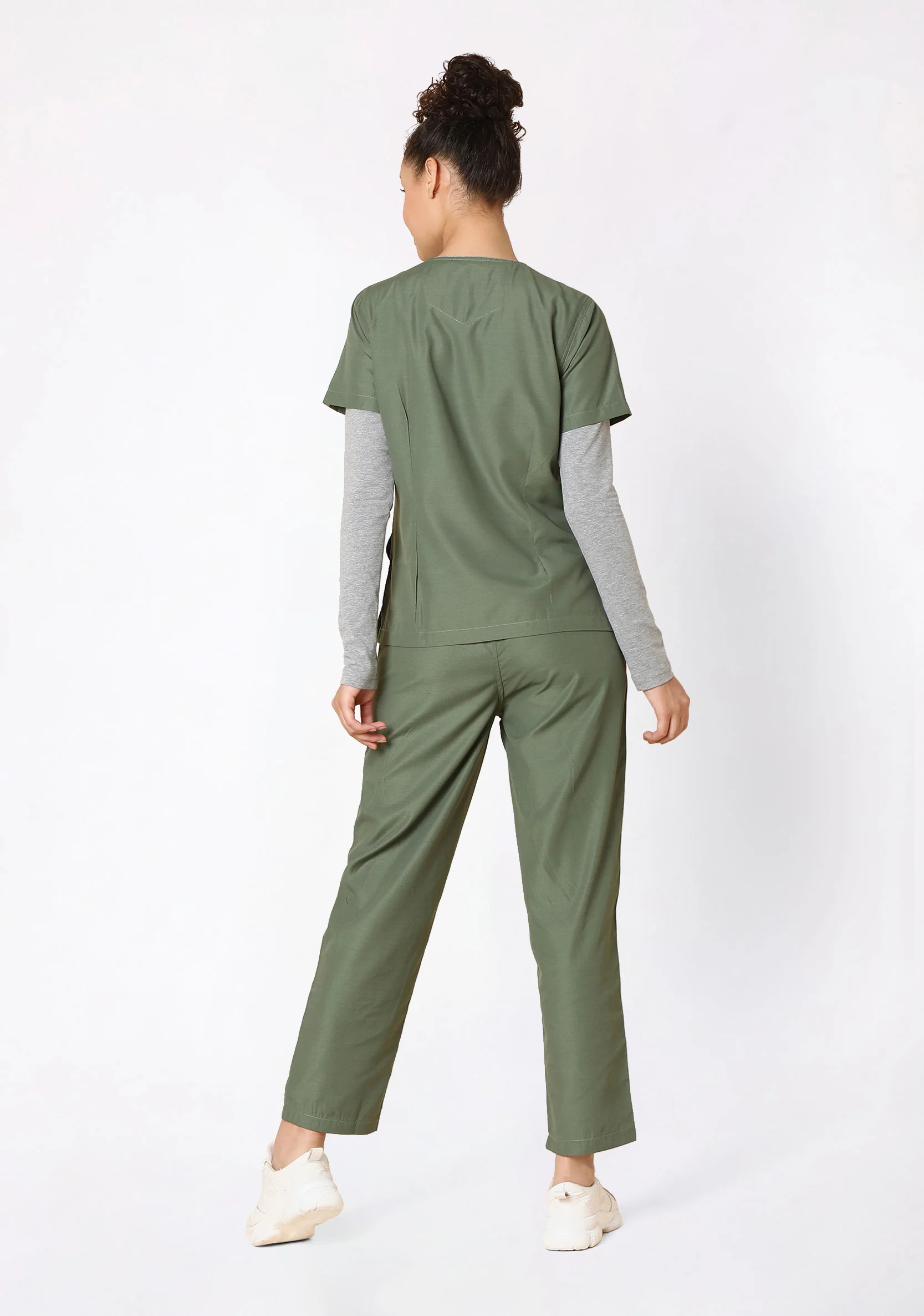 Classic Women's V-Neck (Olive) Scrub - Image 6