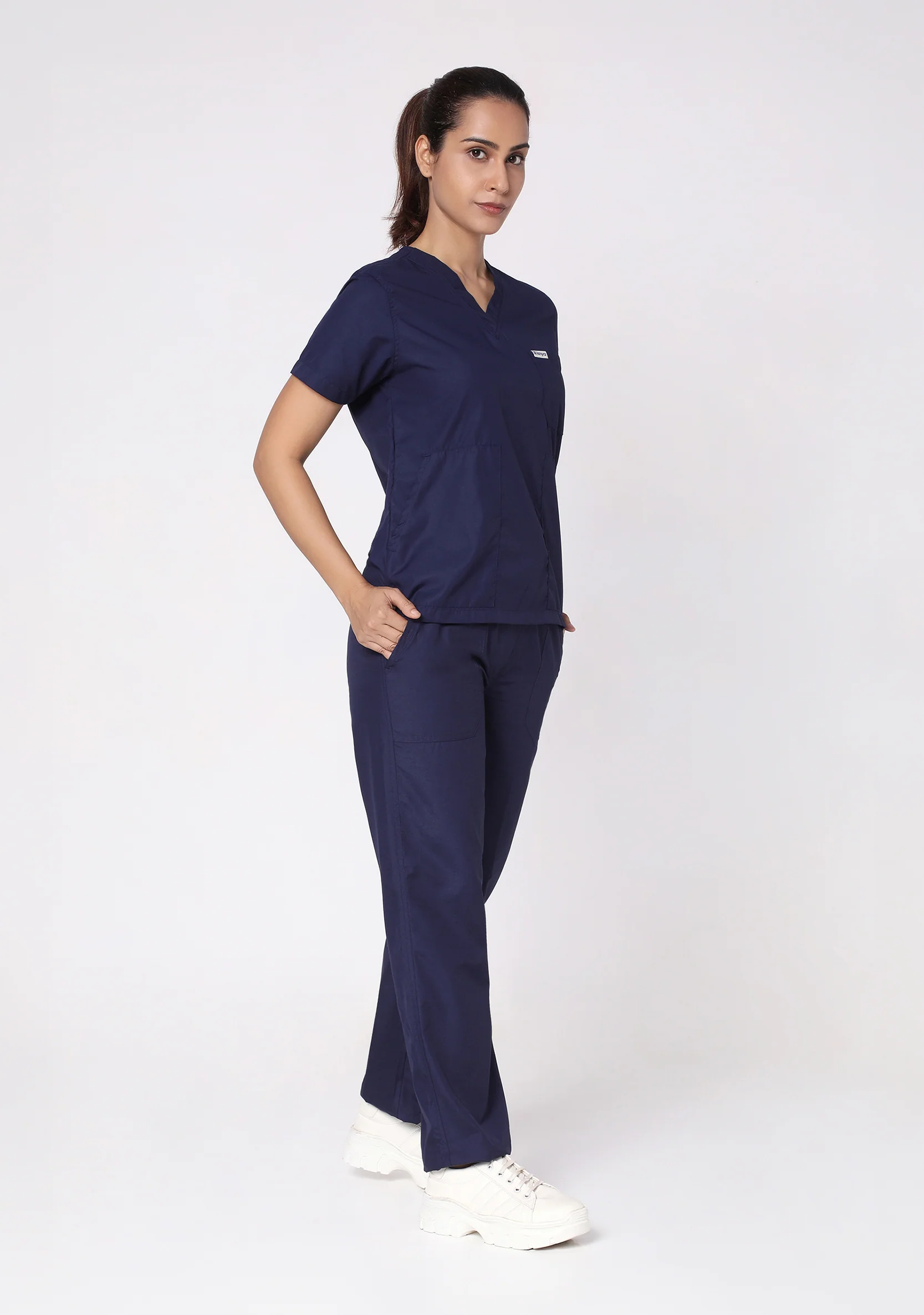 Classic Women's V-Neck (Navy) Scrub - Image 6