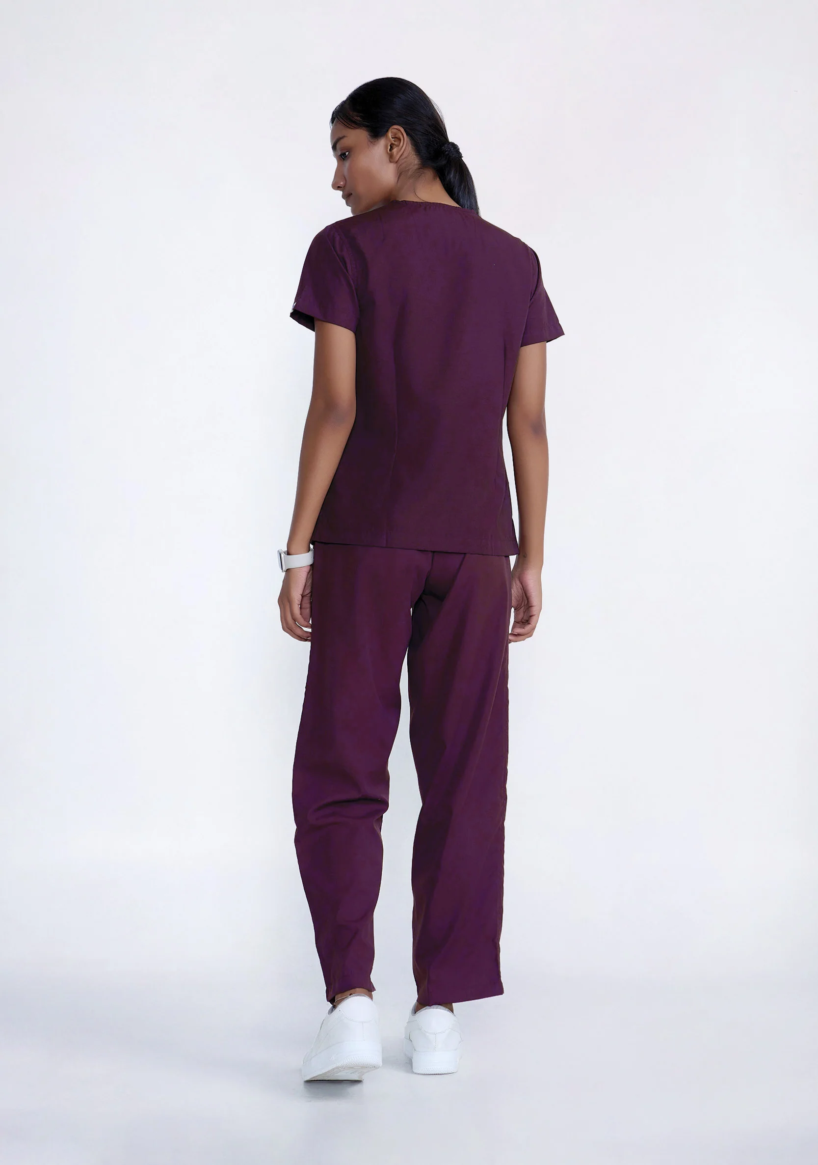 Classic Women's V-Neck (Wine) Scrub - Image 6