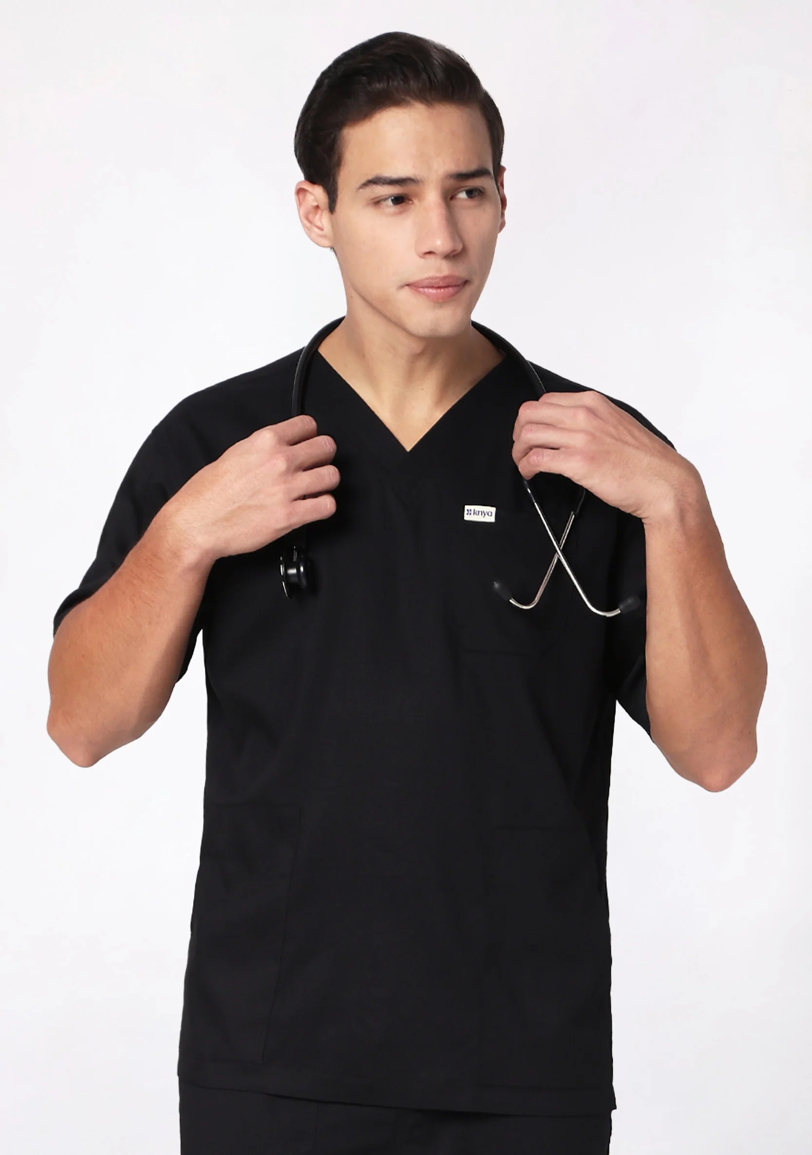 ecoflex™ Men's V-Neck (Black) Scrub - Image 5