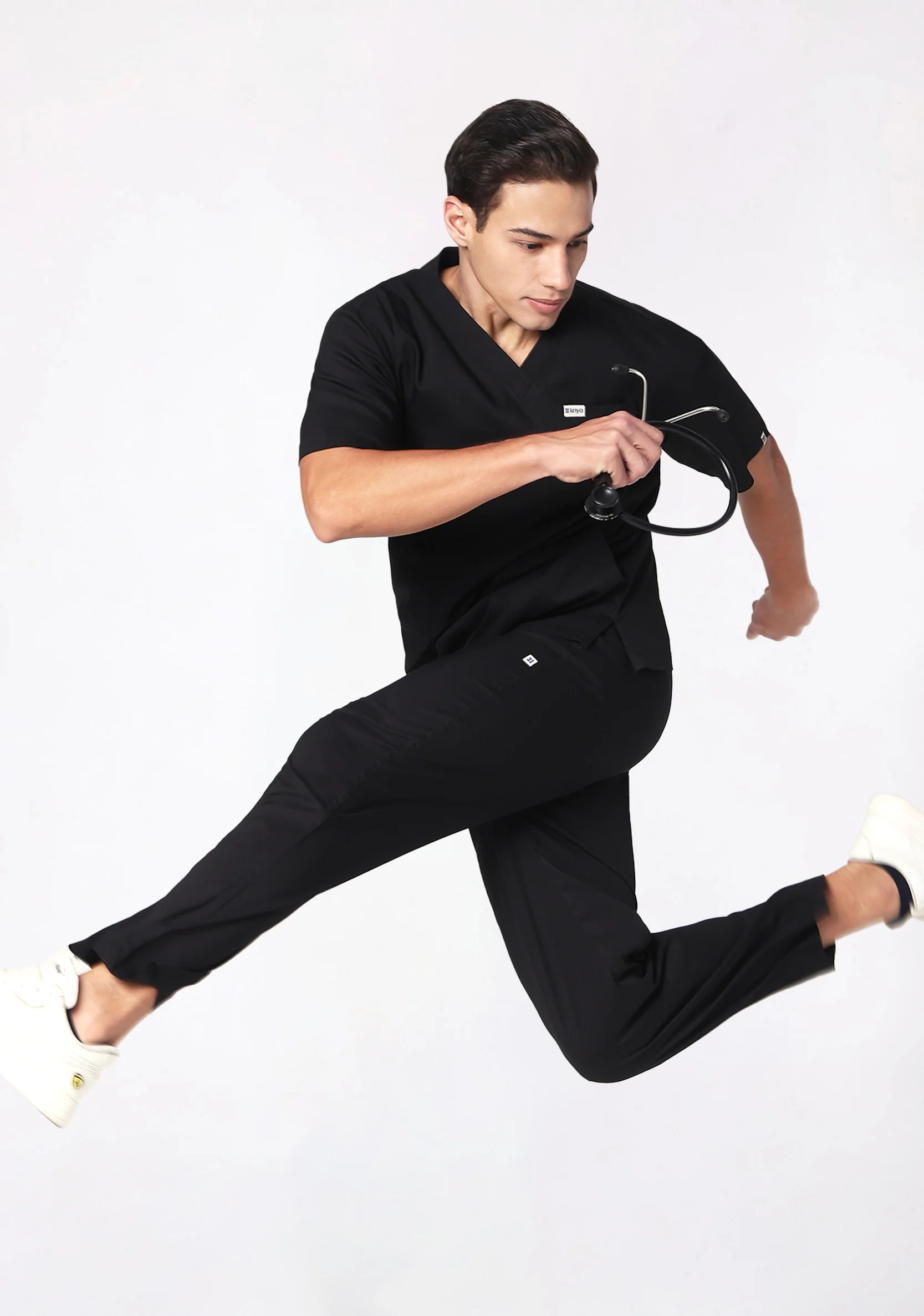 ecoflex™ Men's V-Neck (Black) Scrub - Image 6