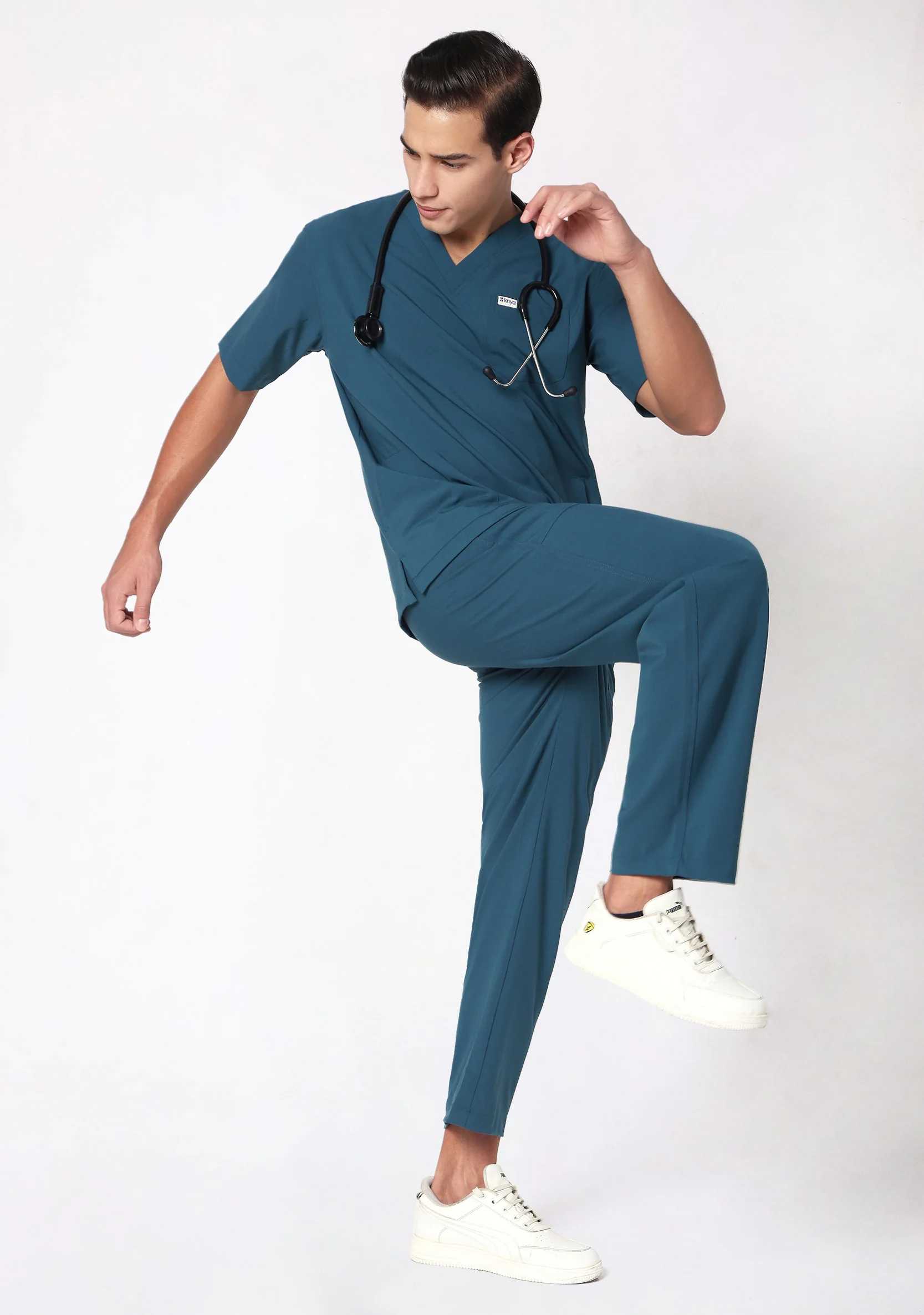 ecoflex™ Men's V-Neck (Forest Green) Scrub - Image 6