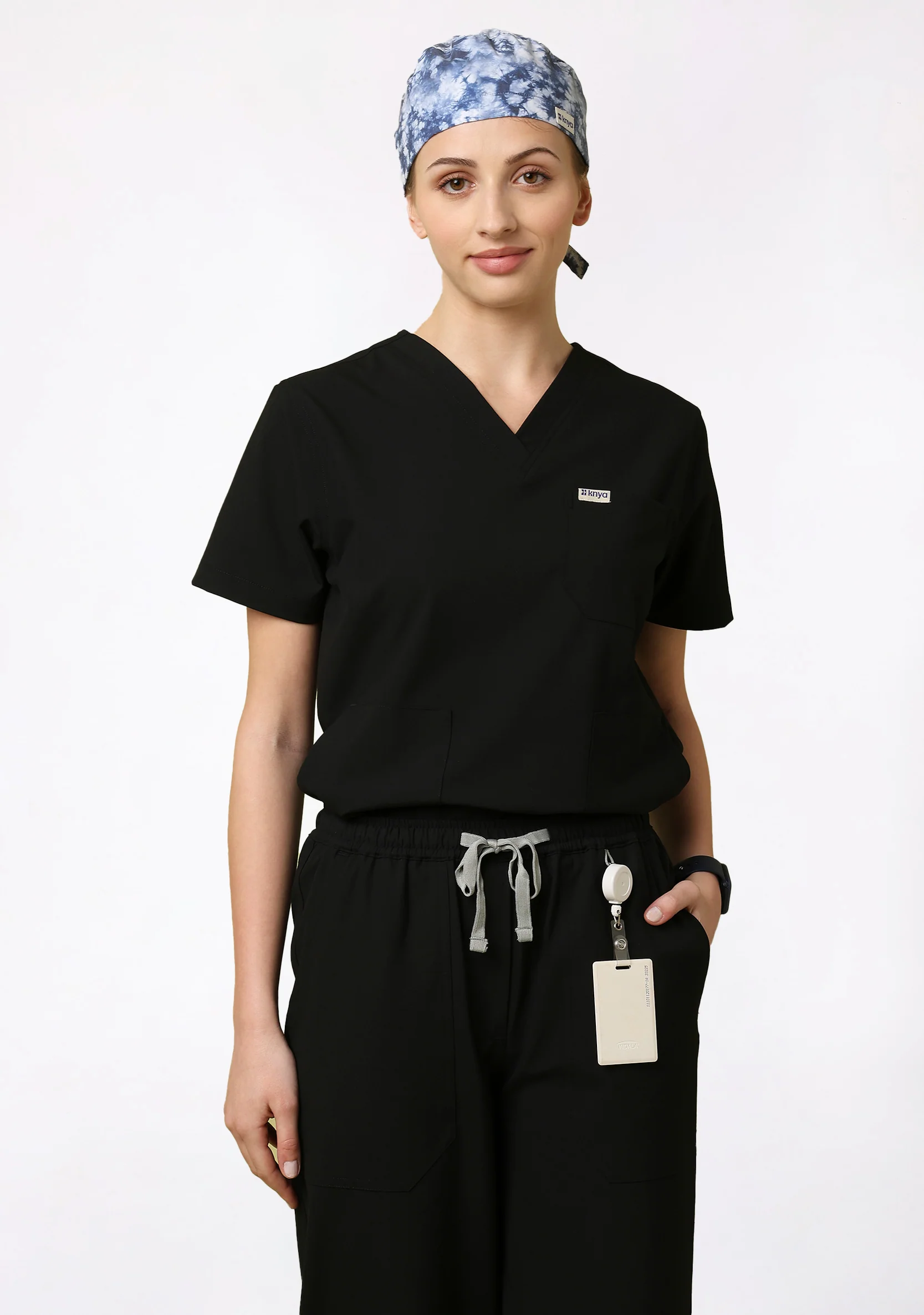 Printed Unisex (Tie & Dye Blue) Scrub Cap - Image 3