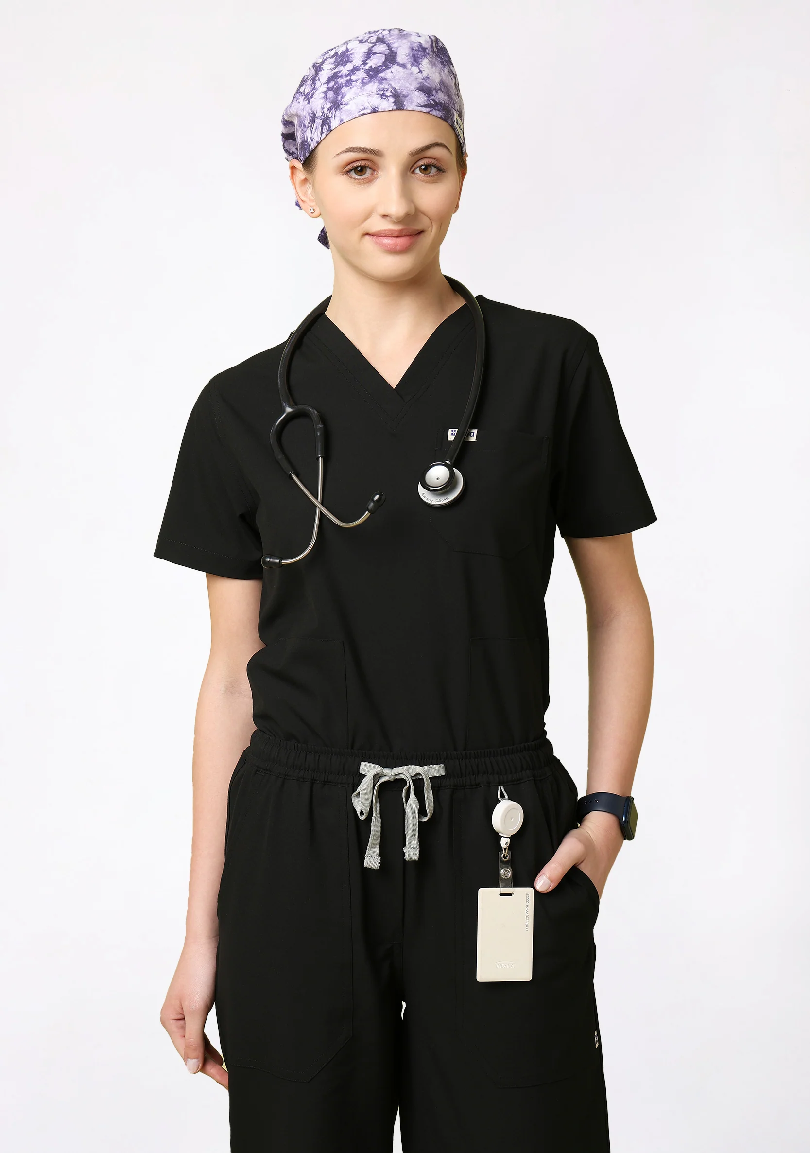 Printed Unisex (Tie & Dye Purple) Scrub Cap - Image 3