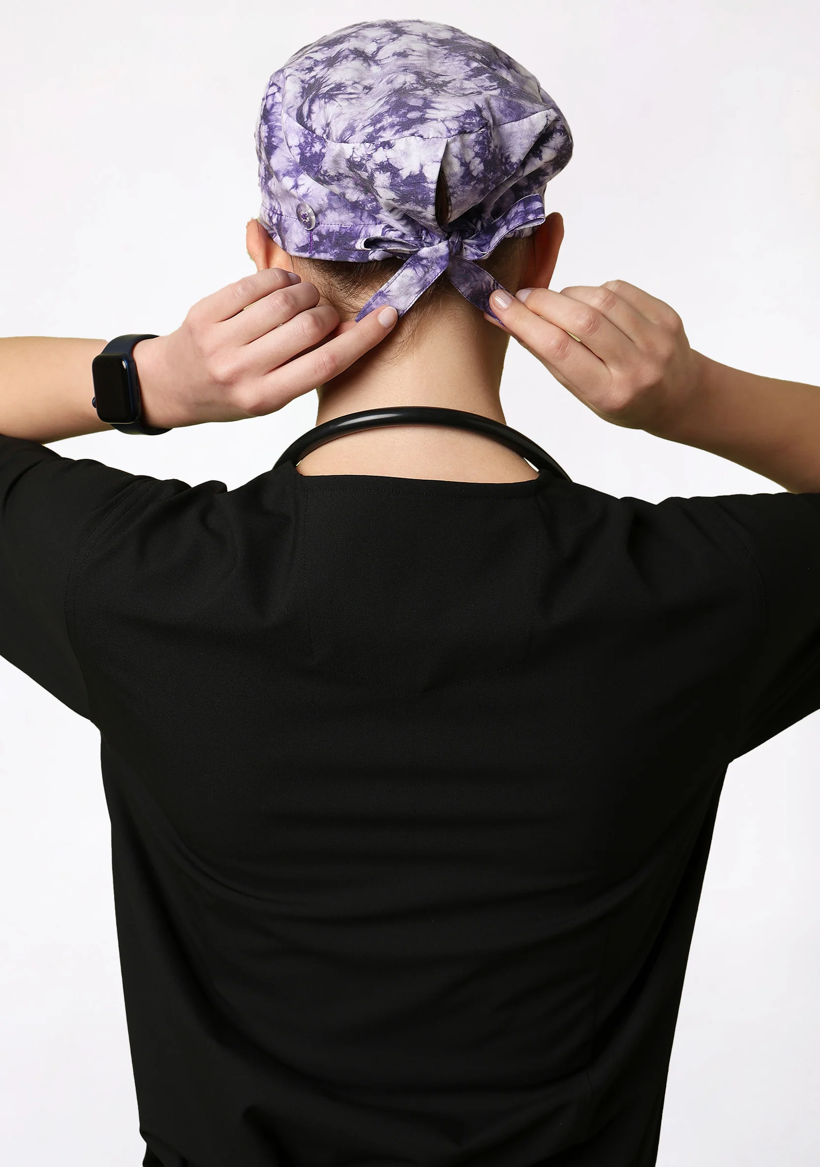Printed Unisex (Tie & Dye Purple) Scrub Cap - Image 4